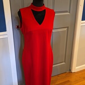 Calvin Klein Red Dress with halter neck detail